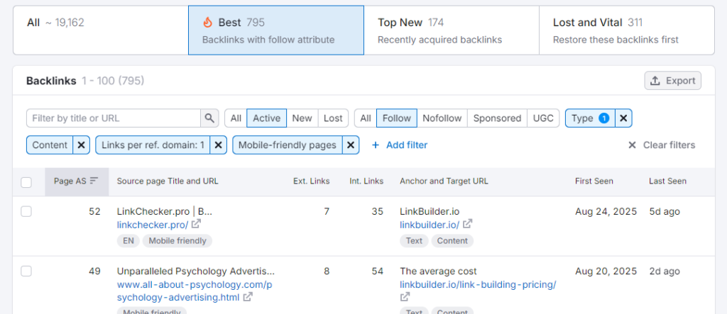 competetor backlink from semrush