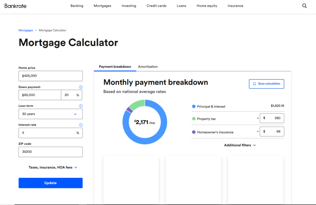 Bankrate Mortgage Calculator