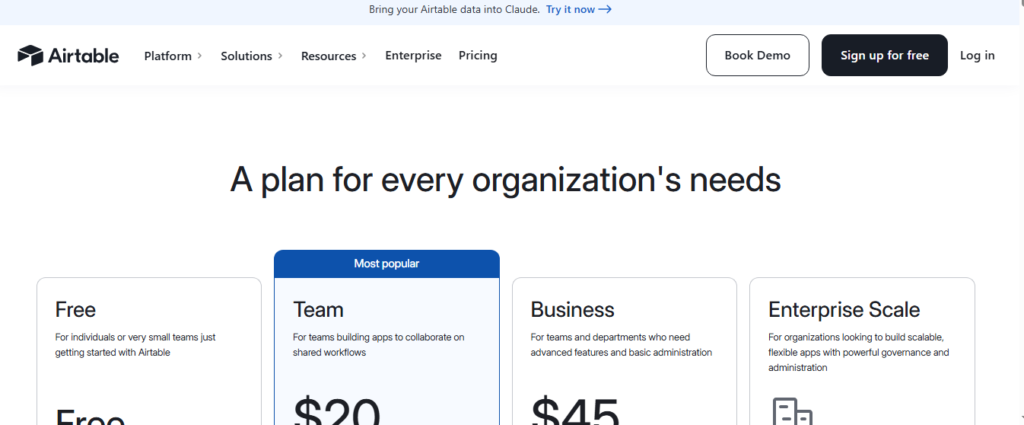 Airtable Free Plan