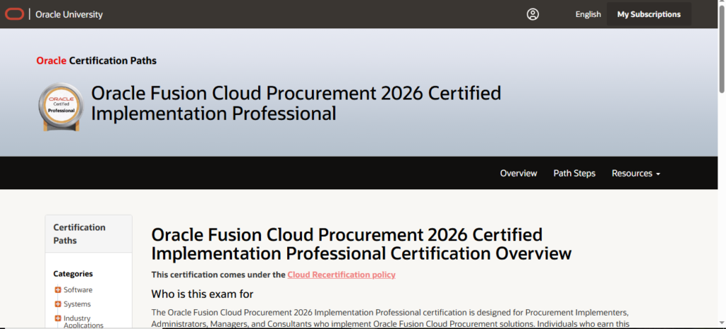 Oracle Fusion Cloud Procurement