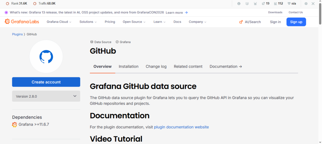 Grafana with GitHub Plugin