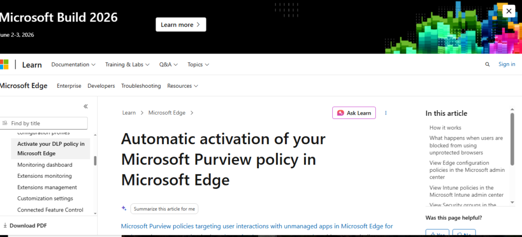 Microsoft Purview with Edge DLP Integration