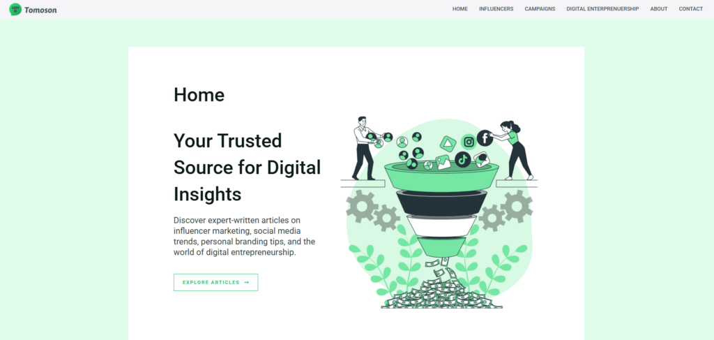 Tomoson homepage