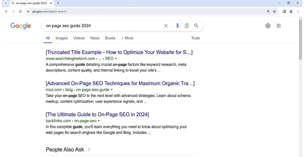 show Google SERP with title truncation example
