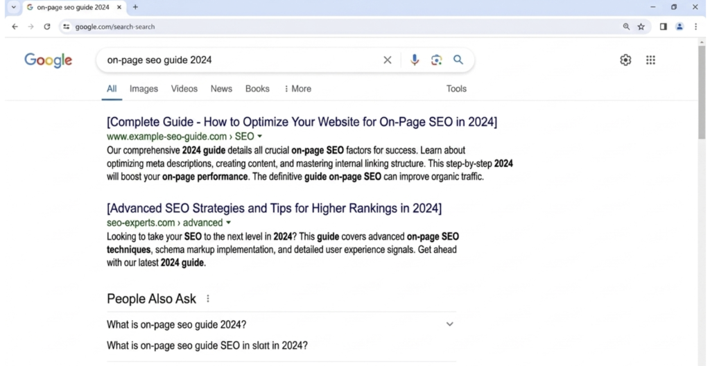 show Google result with bolded keyword