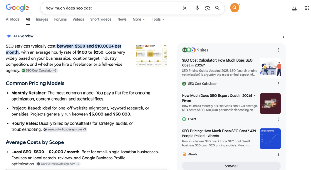 how much does seo cost