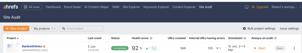 Ahrefs Site Audit