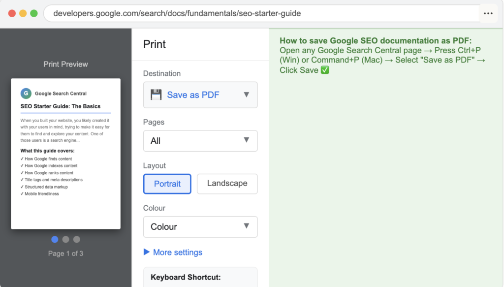 How to Save Any Google SEO Documentation as PDF