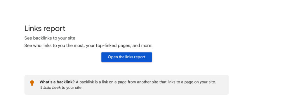 Google Search Console Links report help page for checking backlinks