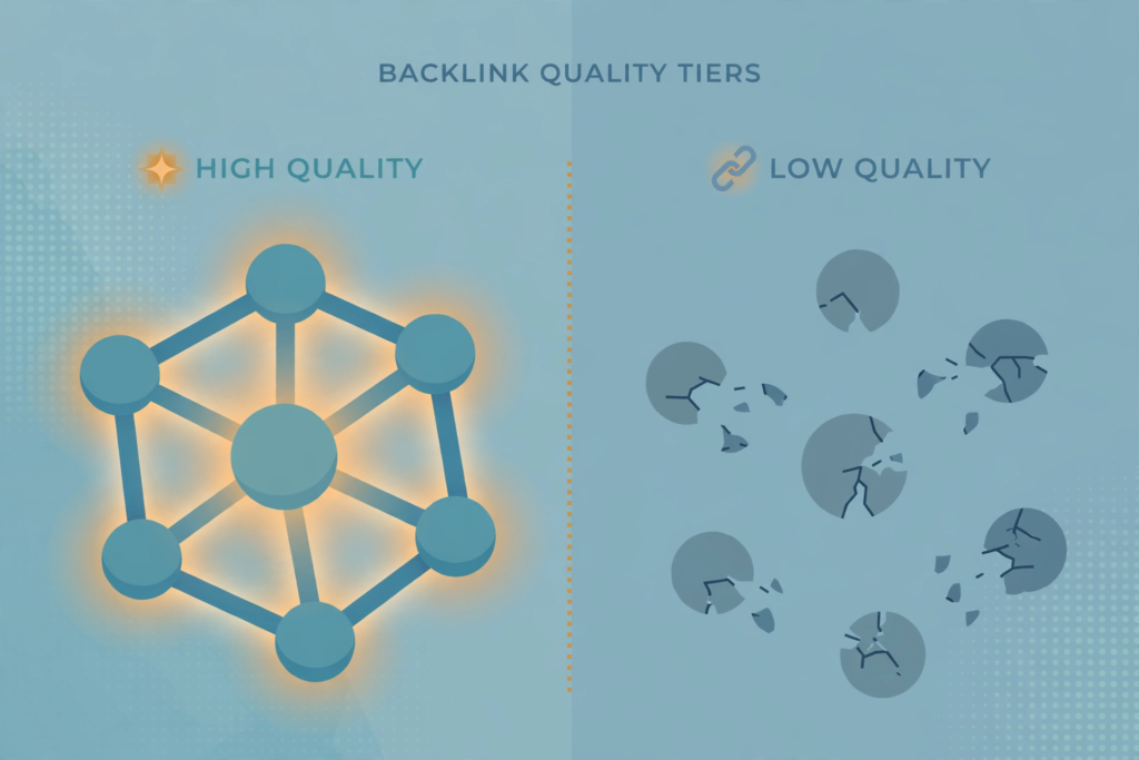 Diagram showing backlink quality tiers to help you manage your backlinks