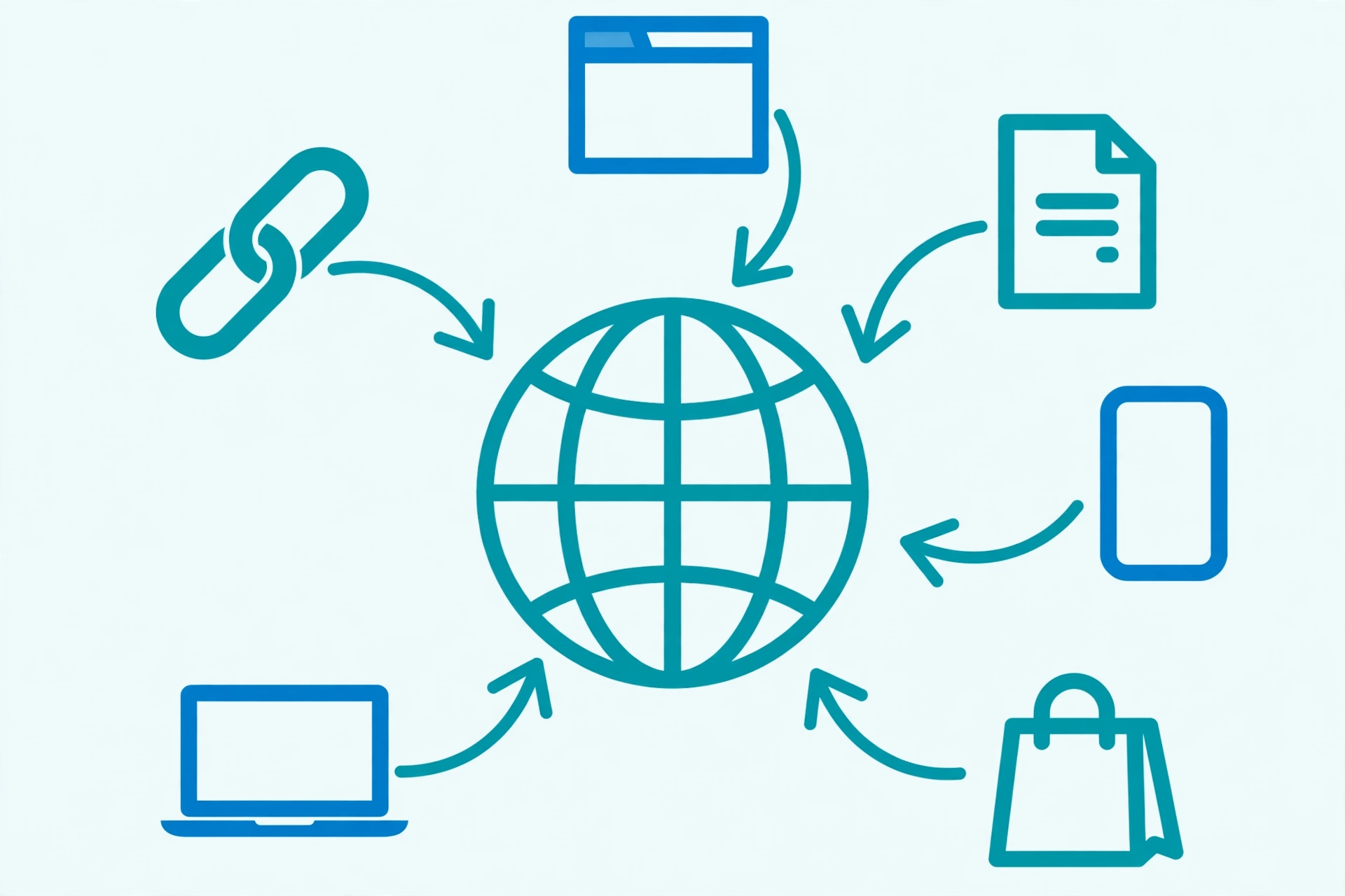Diagram of backlinks pointing to a central website in SEO