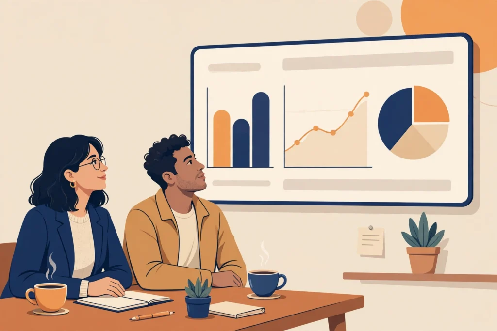 SEO consultant advising a small business owner on search strategy