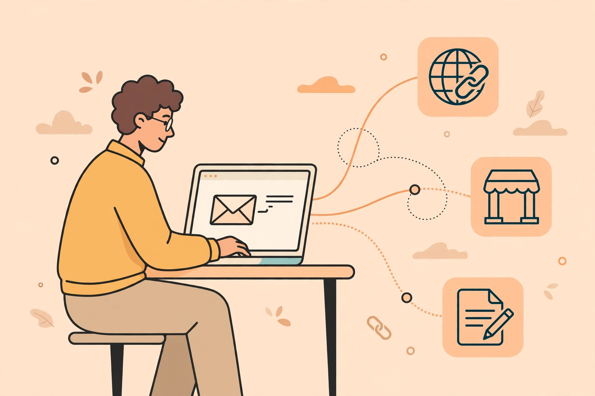 Manual outreach link building: a person building genuine connections with website owners
