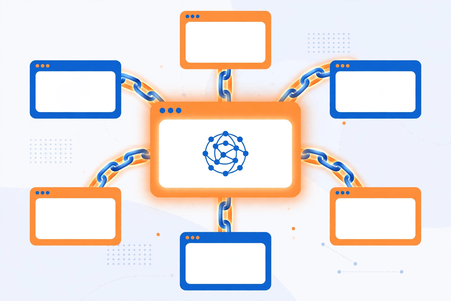 Illustration showing what link building SEO is — websites connected by link chains