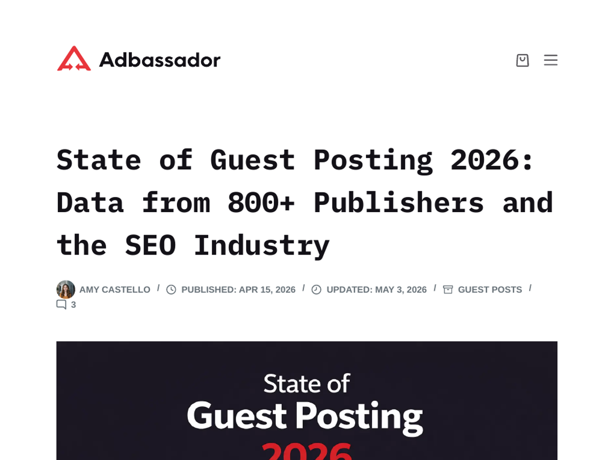 Screenshot of Adbassador's State of Guest Posting 2026 page