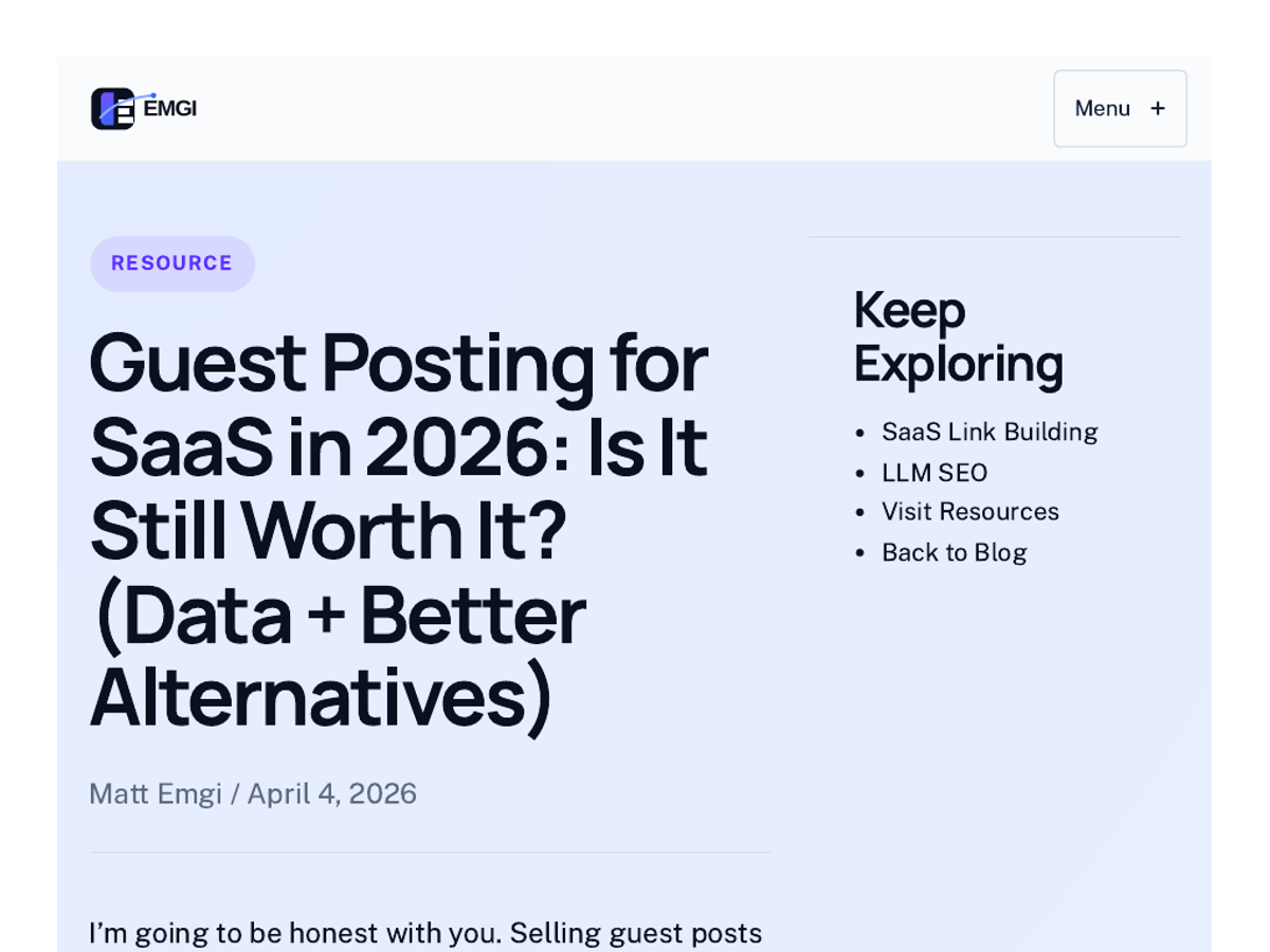 Screenshot of EMGI Group's Guest Posting for SaaS in 2026 page