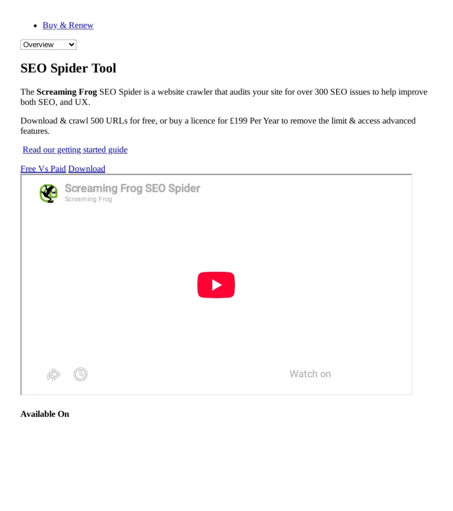 Screaming Frog SEO Spider tool page for crawling a small WordPress website to find crawl errors